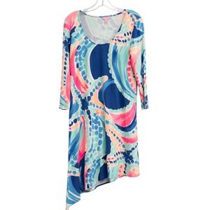 Lilly Pulitzer Ariana asymmetric dress "Ocean Jewels" Starfish print Sz M Bright
